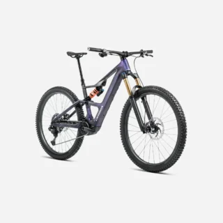 Vista lateral de la bicicleta de montaña eléctrica Orbea Rise LT M20, color azul